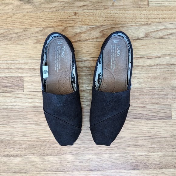 TOMS Alpargata Black Heritage Canvas Shoes - Picture 1 of 8